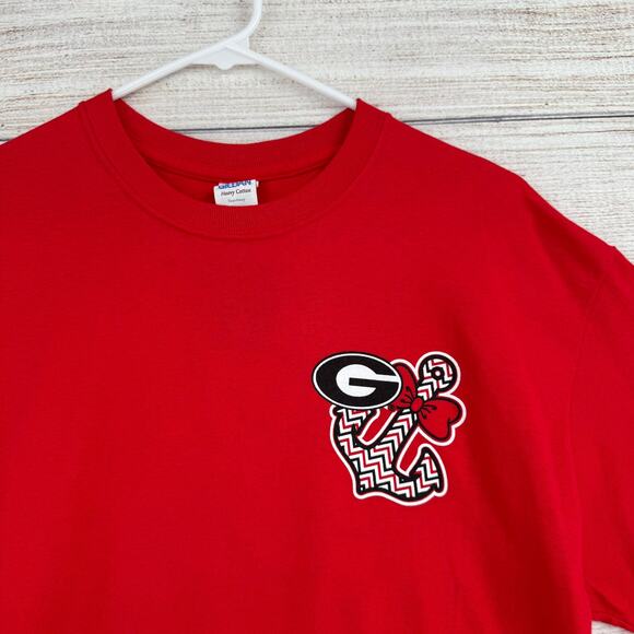Georgia Bulldogs Bowtie Anchor Logo T-Shirt Adult Medium Red Gildan - Picture 4 of 9
